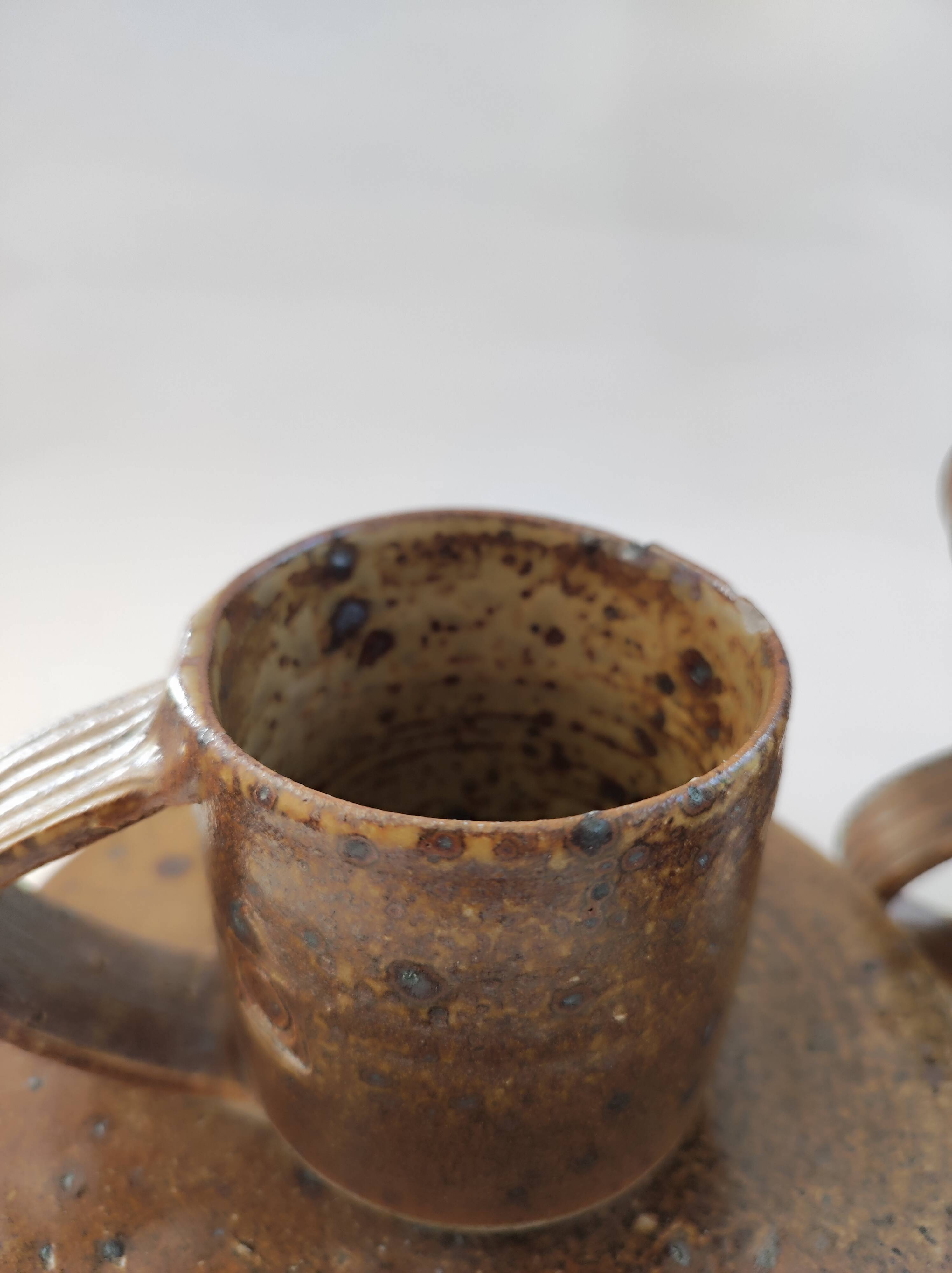 Lot de 4 tasses à café en grès de Puisaye