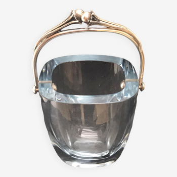 Glass and silver ice bucket 925 Strombergshyttan Mid Century Modern Scandinavian