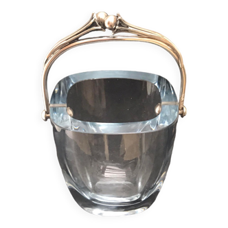 Glass and silver ice bucket 925 Strombergshyttan Mid Century Modern Scandinavian