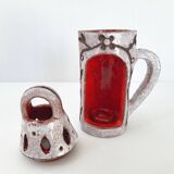 Vintage ceramic terracotta glazed candle holder - 1970s