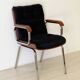 Vintage wood and metal velvet armchair