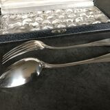 Case with cutlery christofle fork and spoon in silver metal