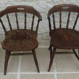 4 solid wood western-style "smoker's chairs" made of oak