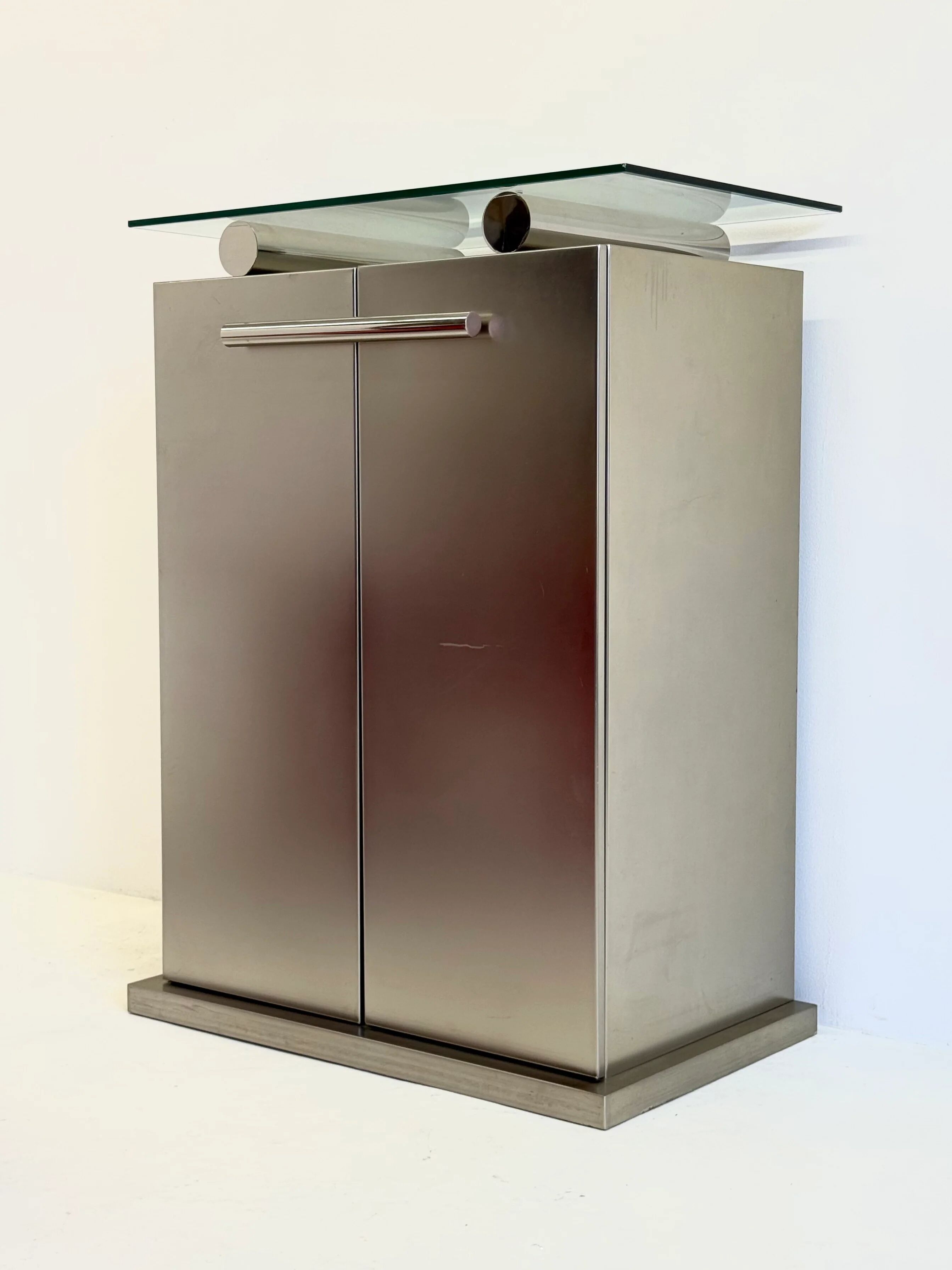 Postmodern aluminium bar cabinet by Belgochrom