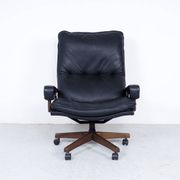 Black Leather King Chair by André Vandenbeuck for Strässle, 1960s