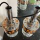 Paire globes chrome verre orange Space age pop seventies