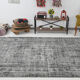 7x9 distressed black vintage rug, 205x292cm