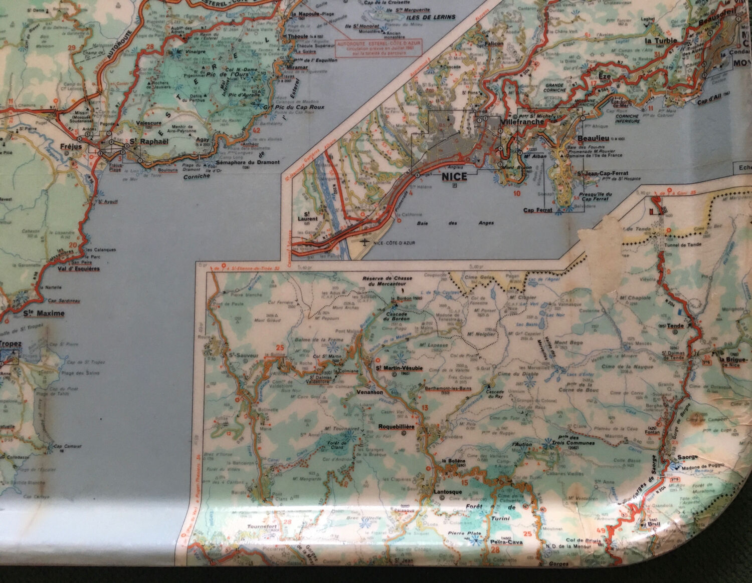 Vintage Côte d'Azur road map tray