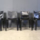 Black leather Mario Bellini Cab dining chairs Italy, 1970s - set of 4