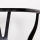 4 Danish chairs, black lacquered wood and leather, Wishbone model, Hans Wegner