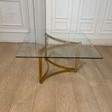 Table basse en métal doré, 1970s