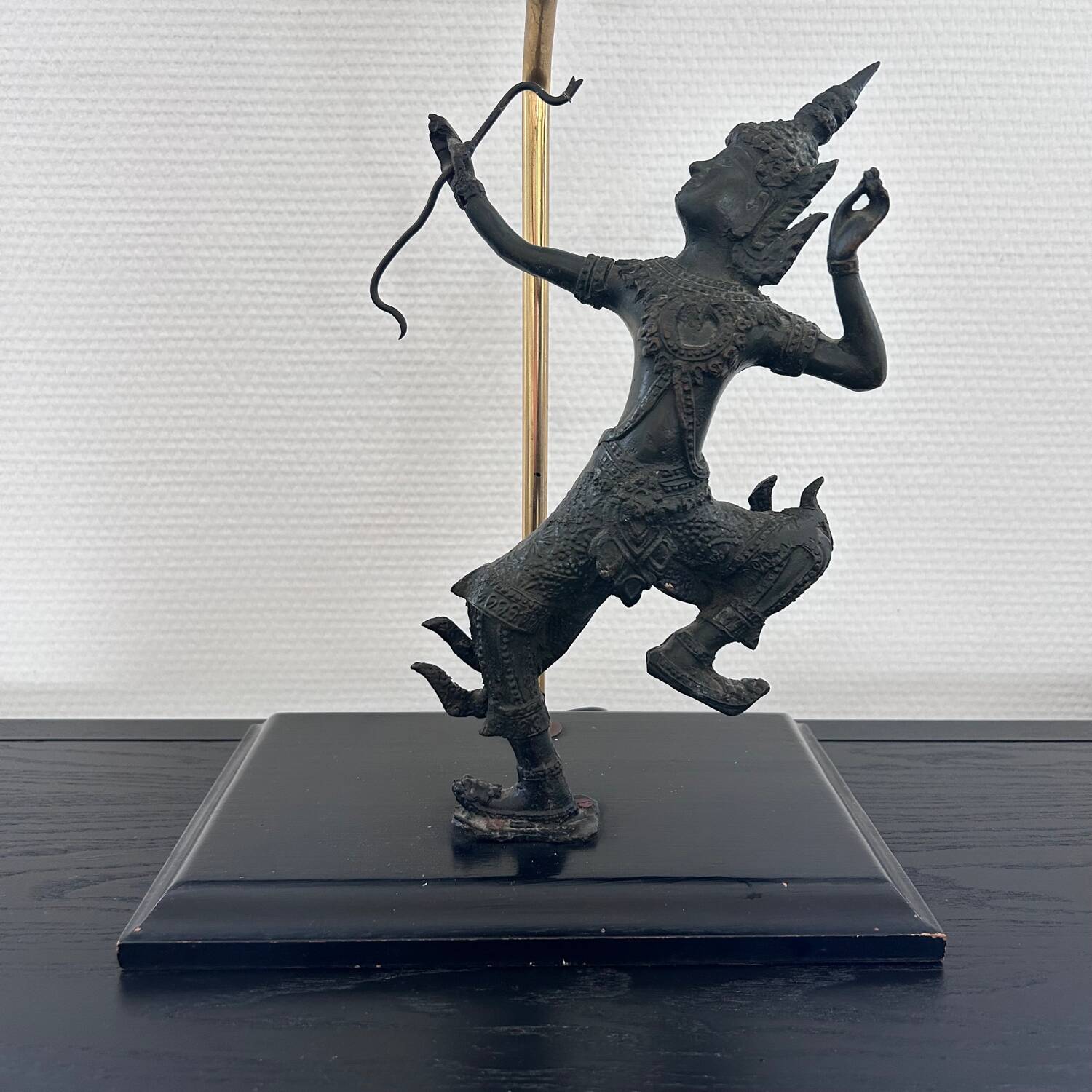 Thai warrior lamp base in bronze