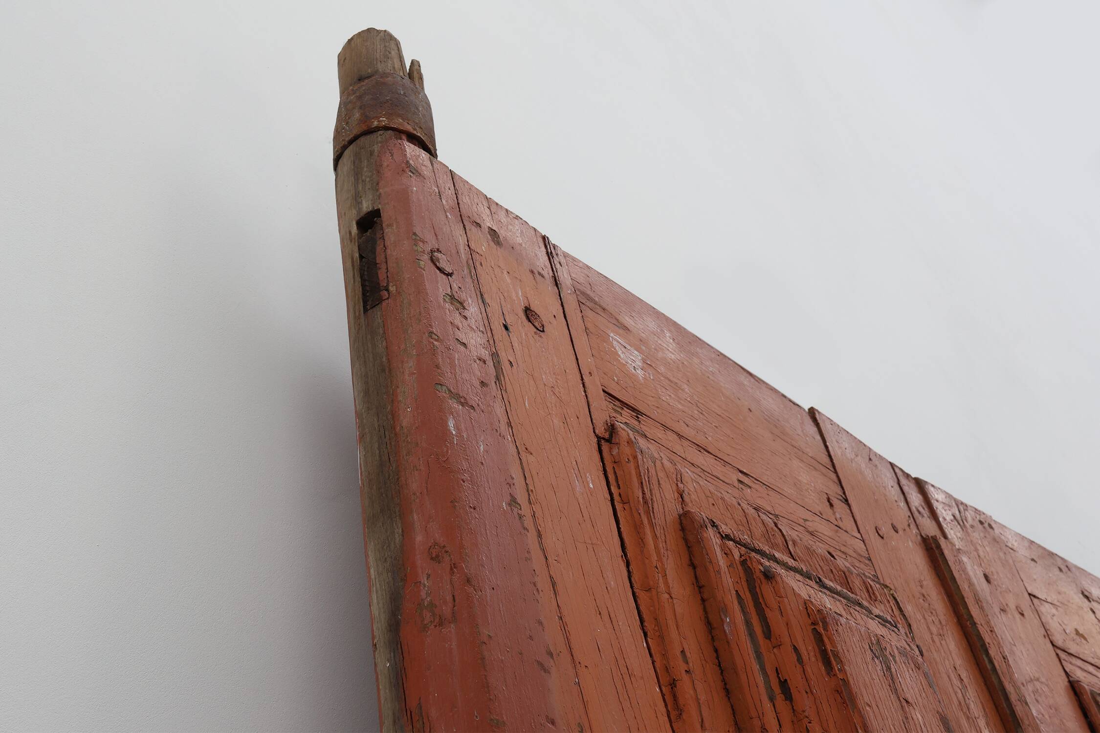 Large 17th century Monastery doors in terracotta lacquered oak, Portugal