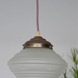 Engraved glass globe pendant lamp