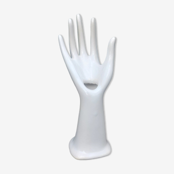 Hand ring holder, vase in white ceramic Vintage