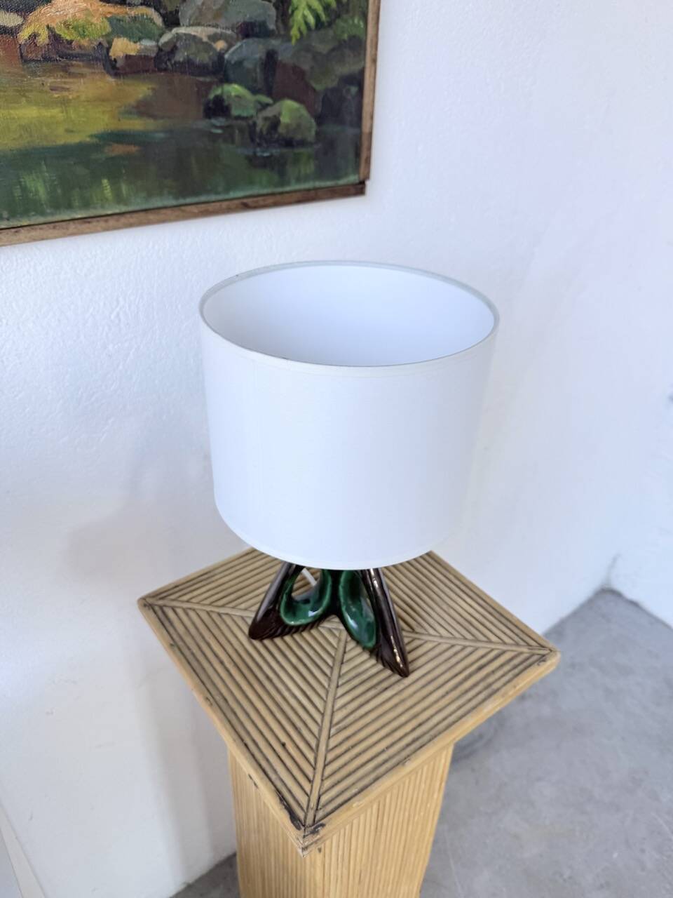 Paire de lampes céramiques forme libre triangle