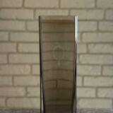 Rectangular smoked glass vase design in retro vintage Murano spirit