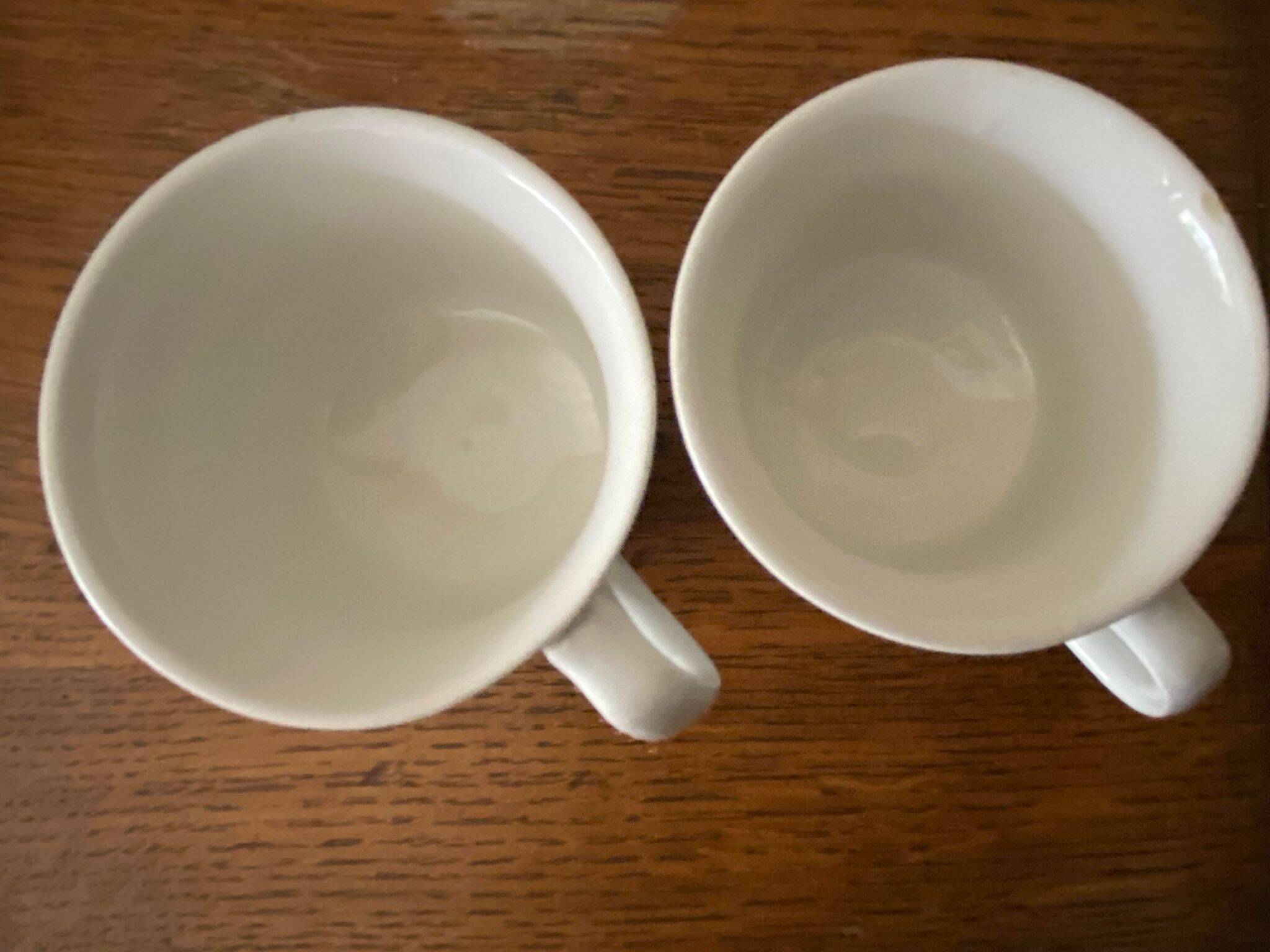 Set of 2 Spanish White Alfar Etrusco Cups and Saucers