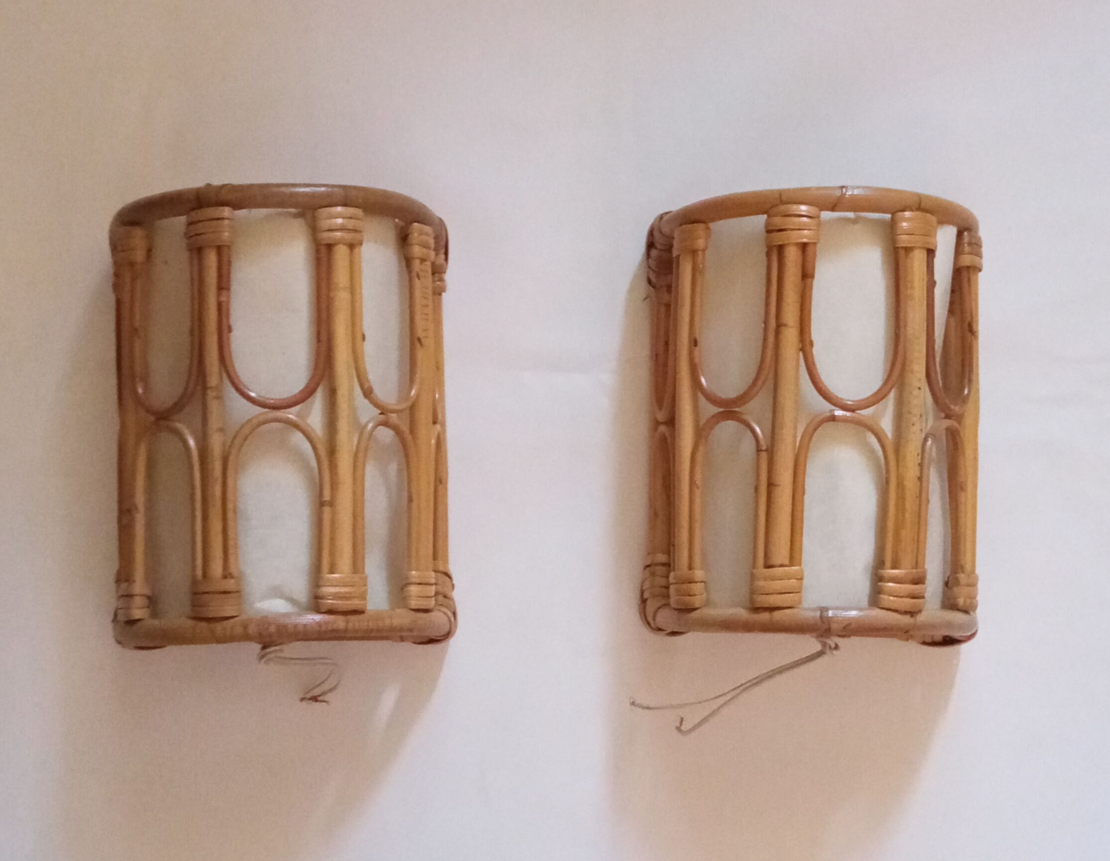 Pair of bamboo sconces