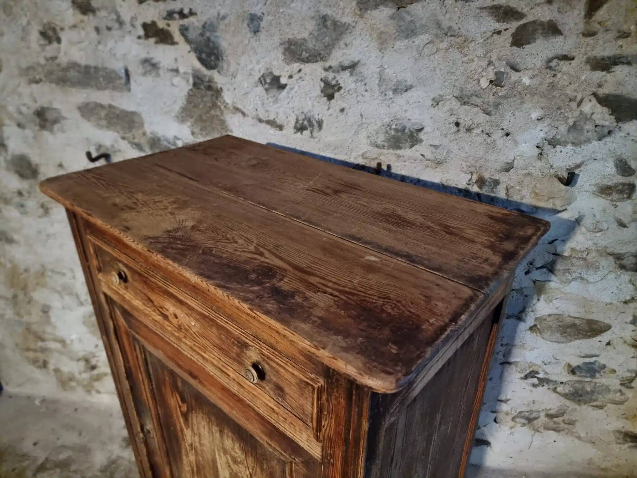 Rustic French pine wardrobe, 19th century