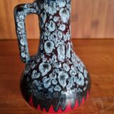 Petit vase vintage flammé rouge et gris