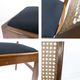 Lot de 4 chaises vintage en bois, cannage viennois et assise noire