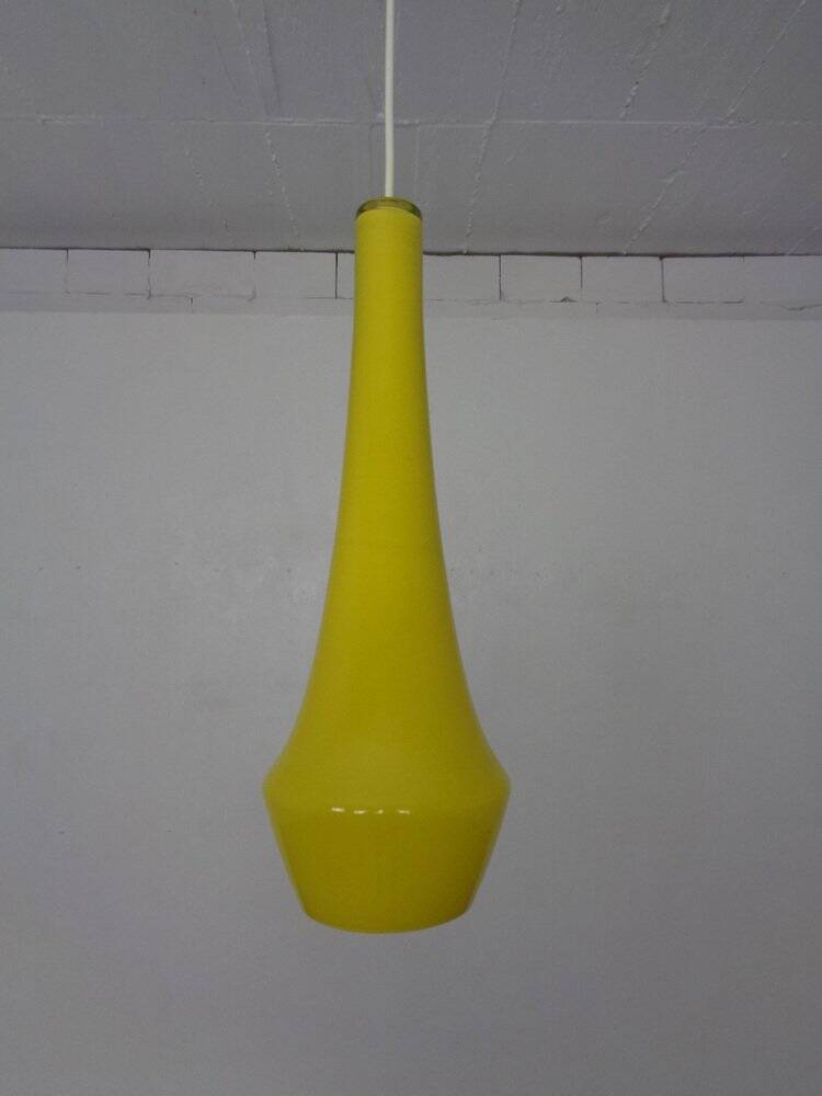 Yellow Teardrop Glass Ceiling Lamp from Holmegaard, Denmark, 1960s