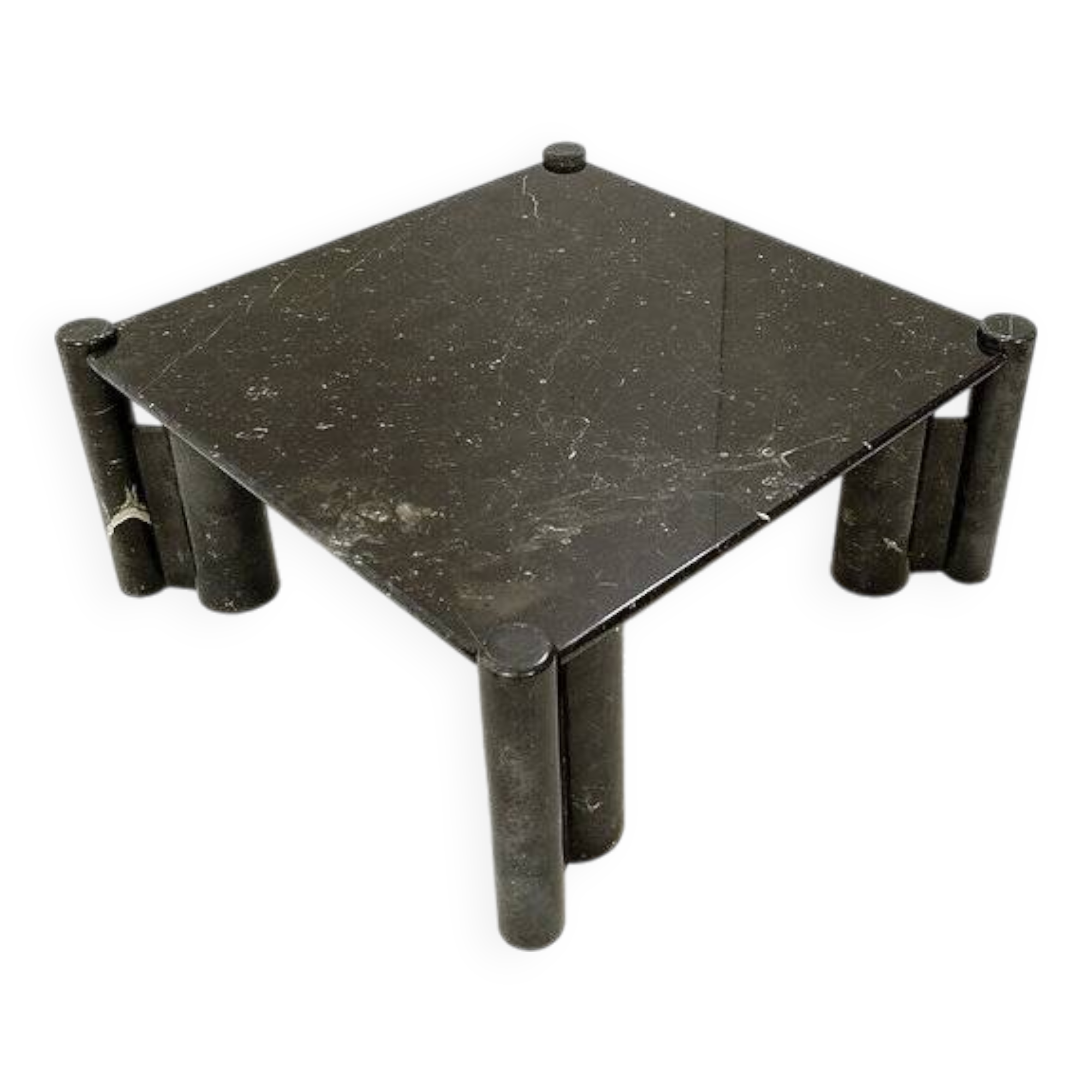 Mid-century modern Black marble square coffee table - 1970s