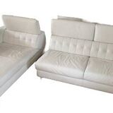 Leather sofa, white leather corner sofa