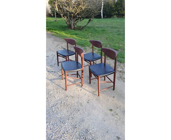 Set de 4 chaises scandinaves en teck modèle 316 de Peter Hvidt & Orla Molgaard Nielsen 1950