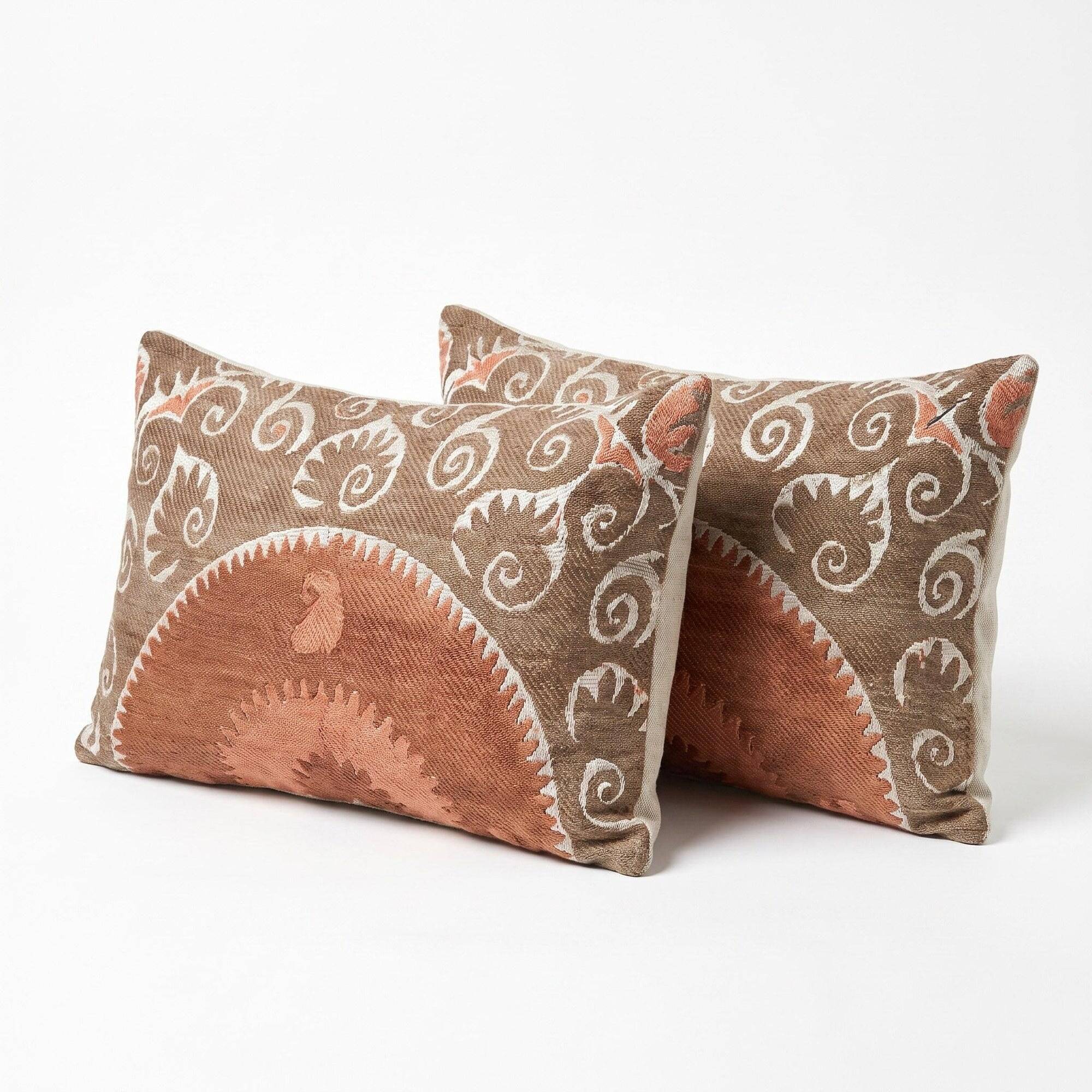 Set of 2 vintage embroidered cushion covers 43x76 cm