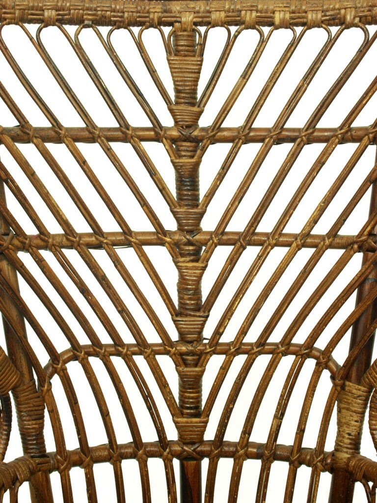 Vintage wicker lounge chair, italian 1950s