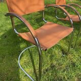 Pair of chrome armchairs, vintage circa 70