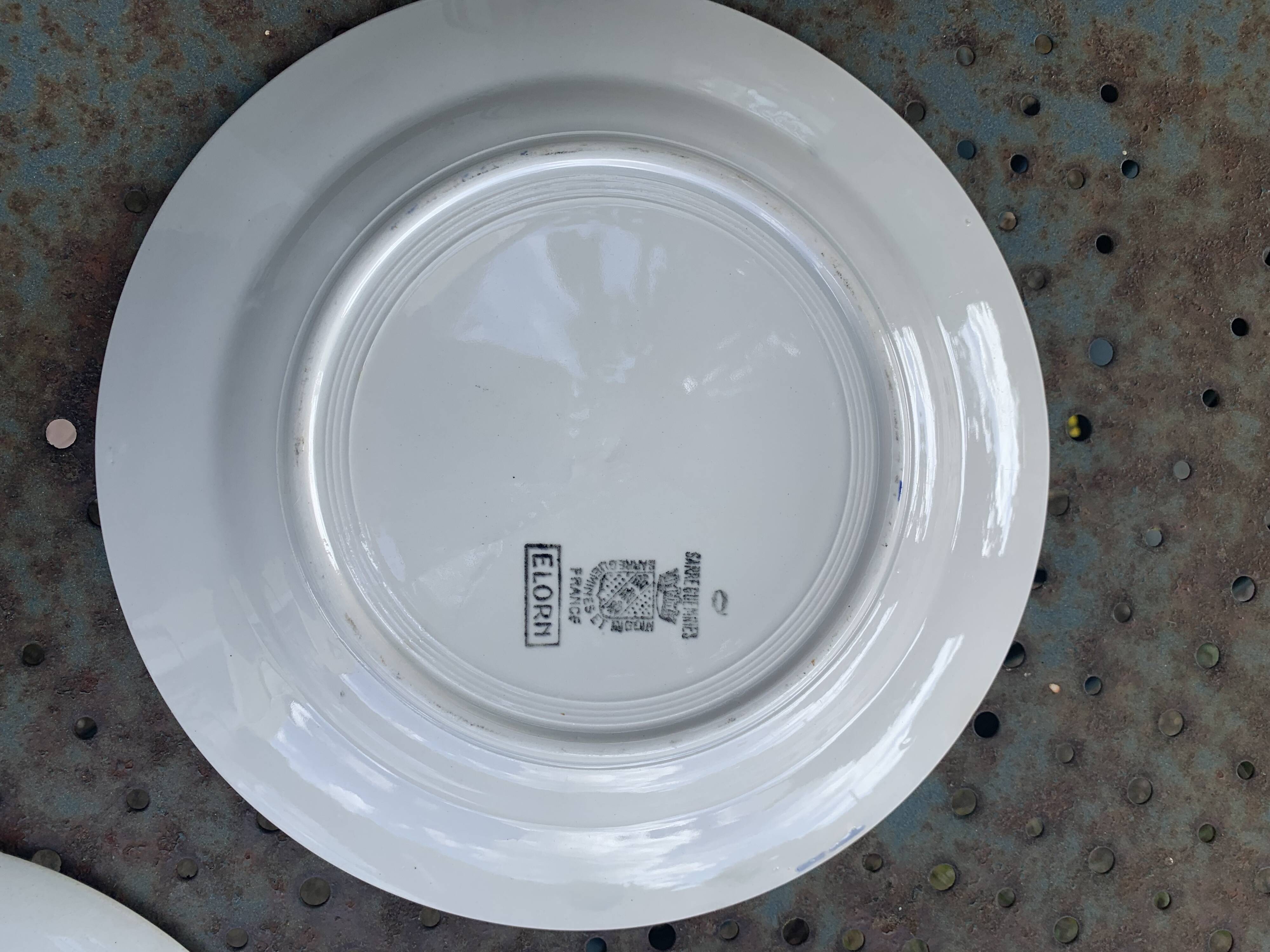 4 flat plates Gaulois model, Creil and Montereau and Elorn, Digoin Sarreguemines, collector