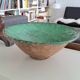 19th century Antique Hand-Glazed Terracotta Conical Bowl in Emerald Gr