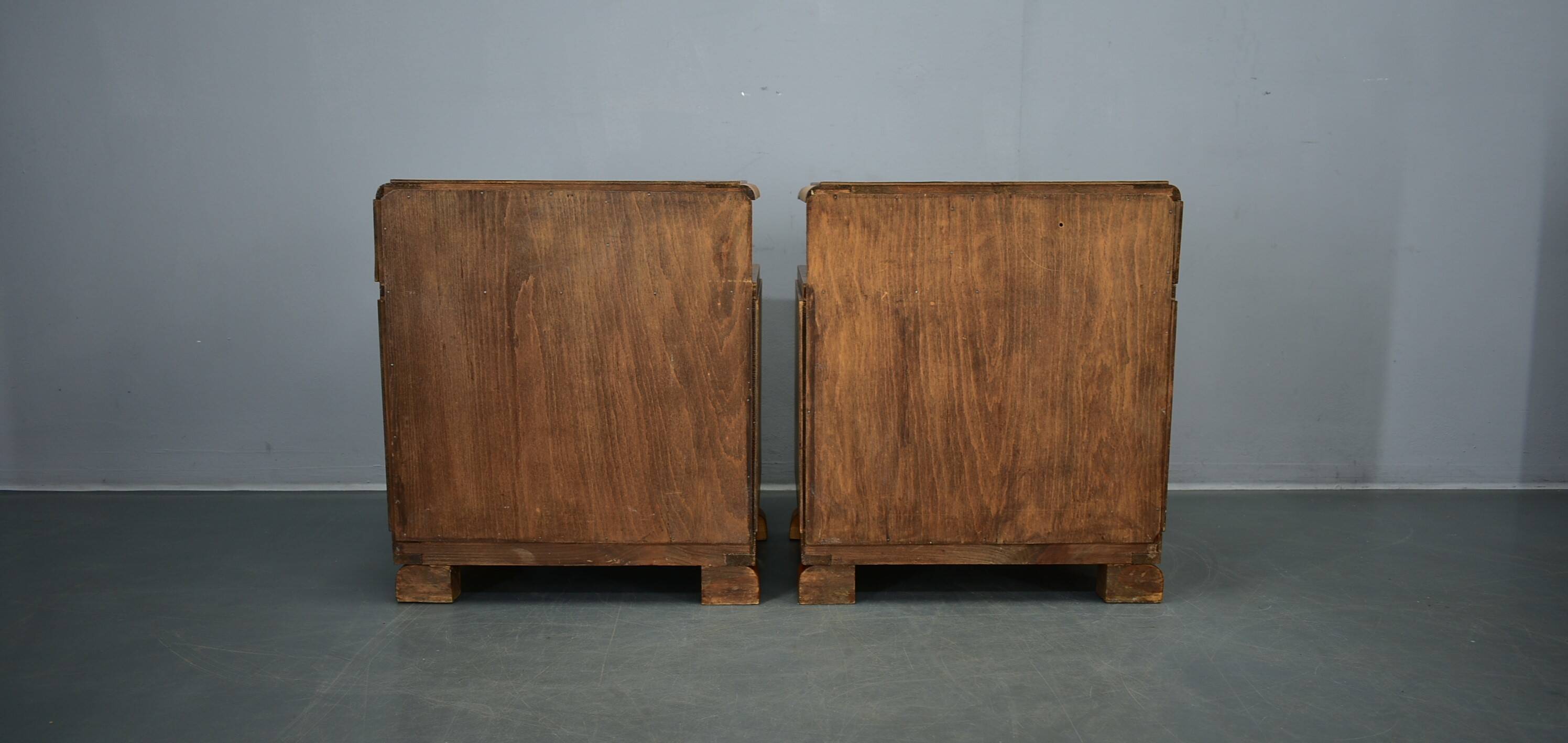 1935s pair of rare art deco bedside tables, Czechoslovakia