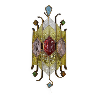 Mid-Century Italian Brutalist Murano Longobard for Poliarte Wall Lamp Sconce , 1980s