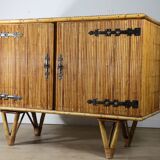 Vintage woven rattan sideboard - 1960