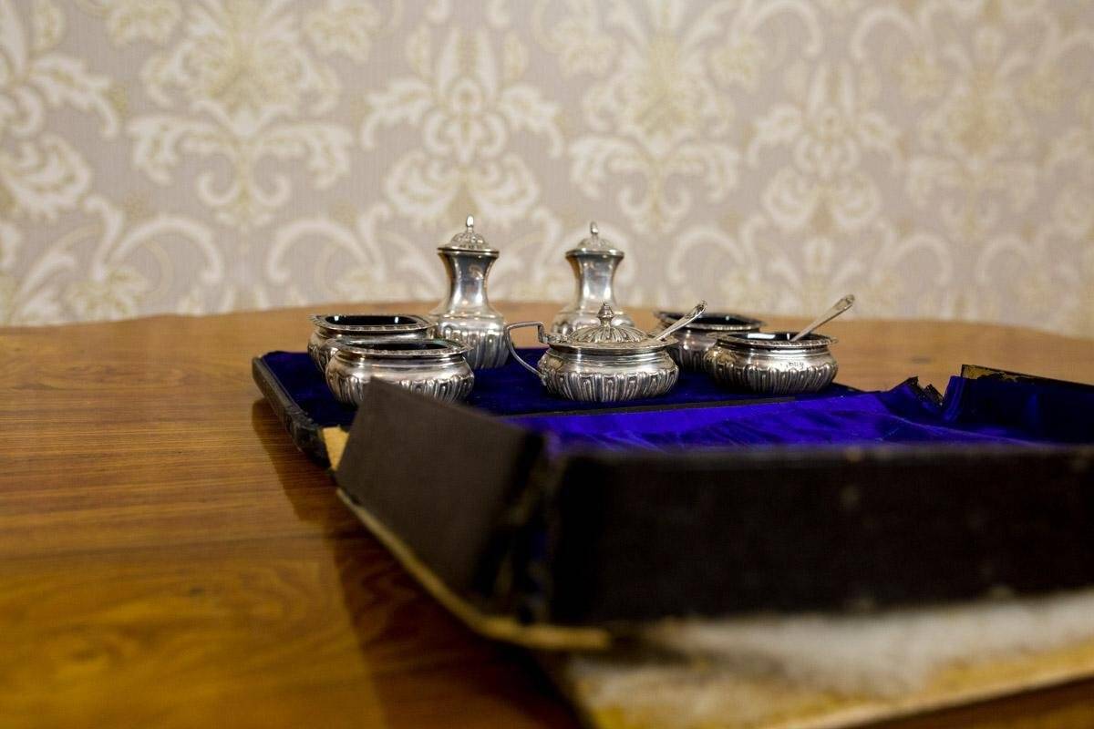 19th Century English Silver Set, 1890s, Set of 7