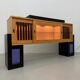 Buffet en bois postmoderne rétro éclairé, Japon, années 1980