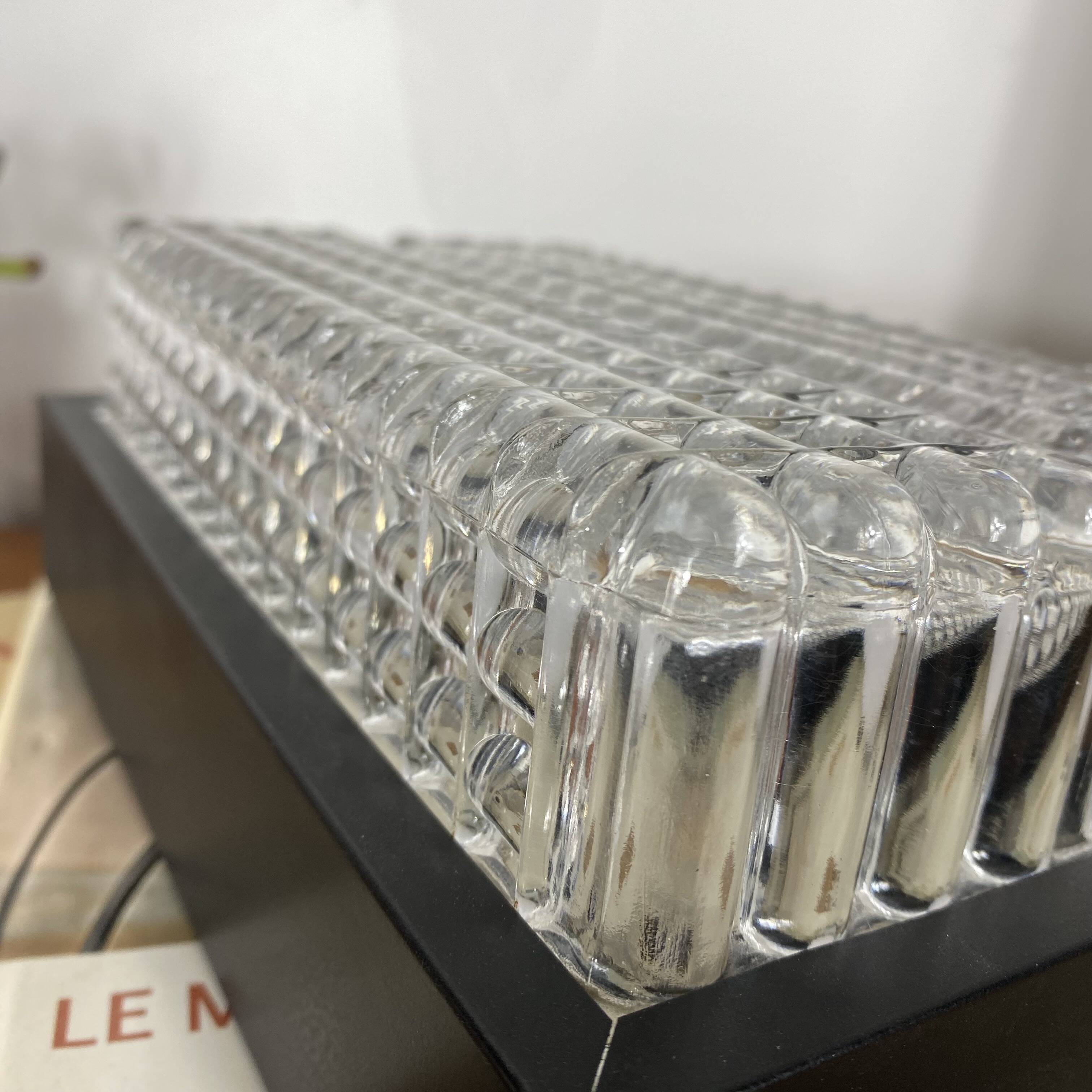 Rectangular wall light in moulded glass Wila Leuchten 1960