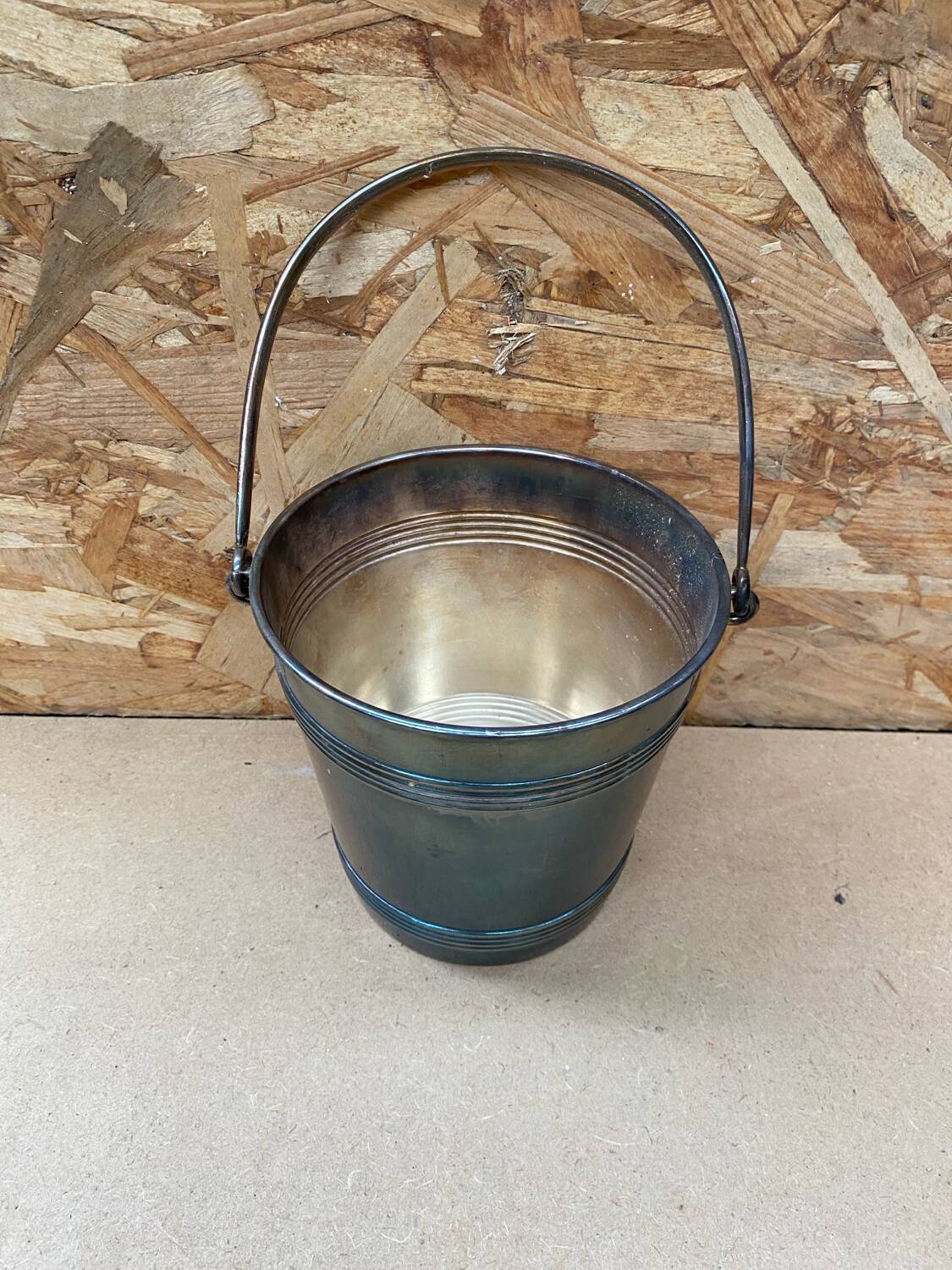 Old christofle ice bucket silver metal cooler + handle france #b210