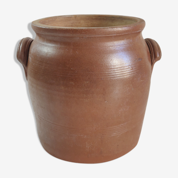 Old big fat Pot or Confit Brown stoneware Pot