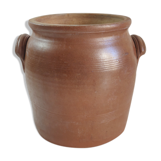 Old big fat Pot or Confit Brown stoneware Pot