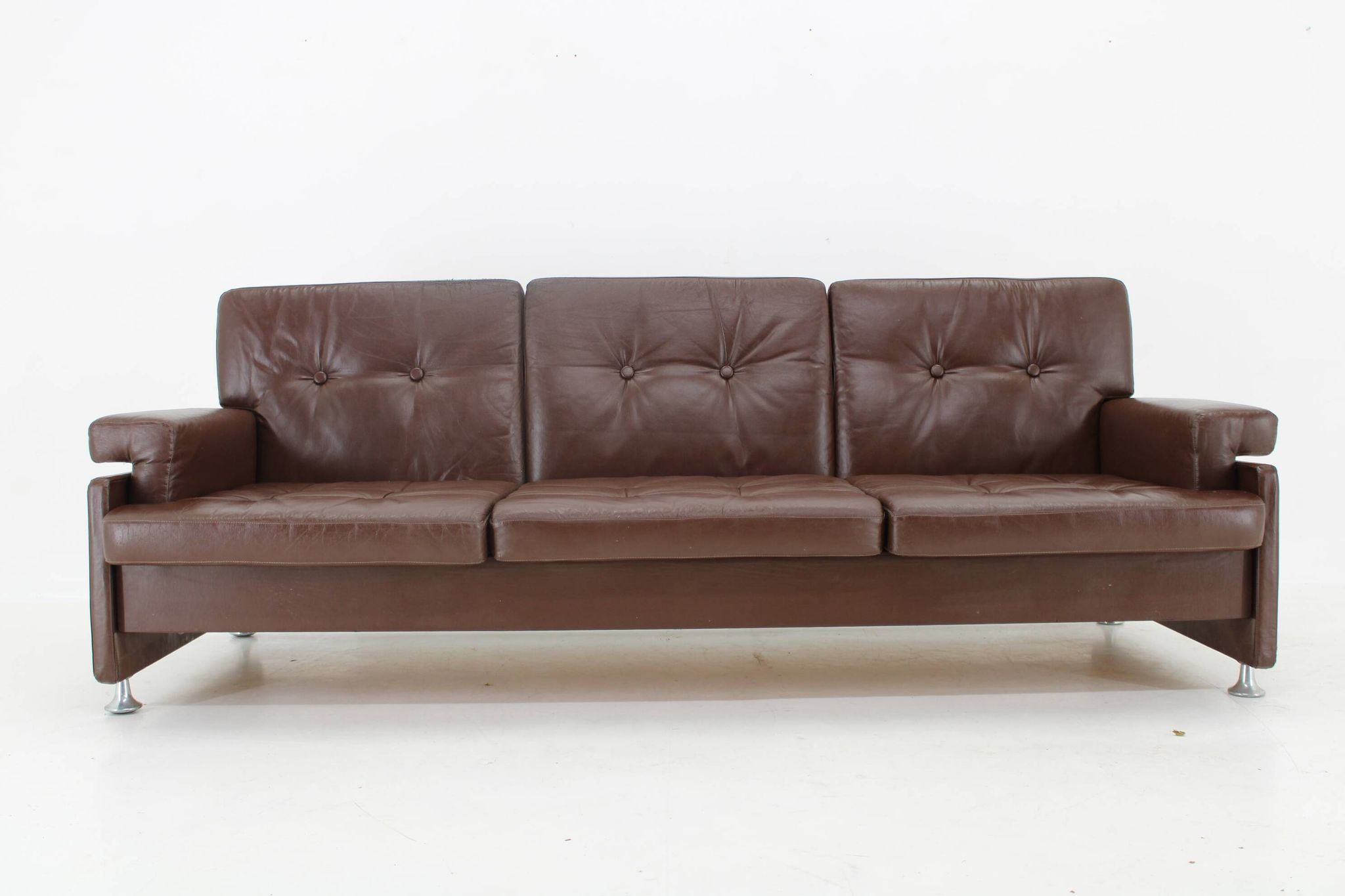 Design Leather Folding Sofa by Arch. Spicka, 1970s, Czechoslovakia