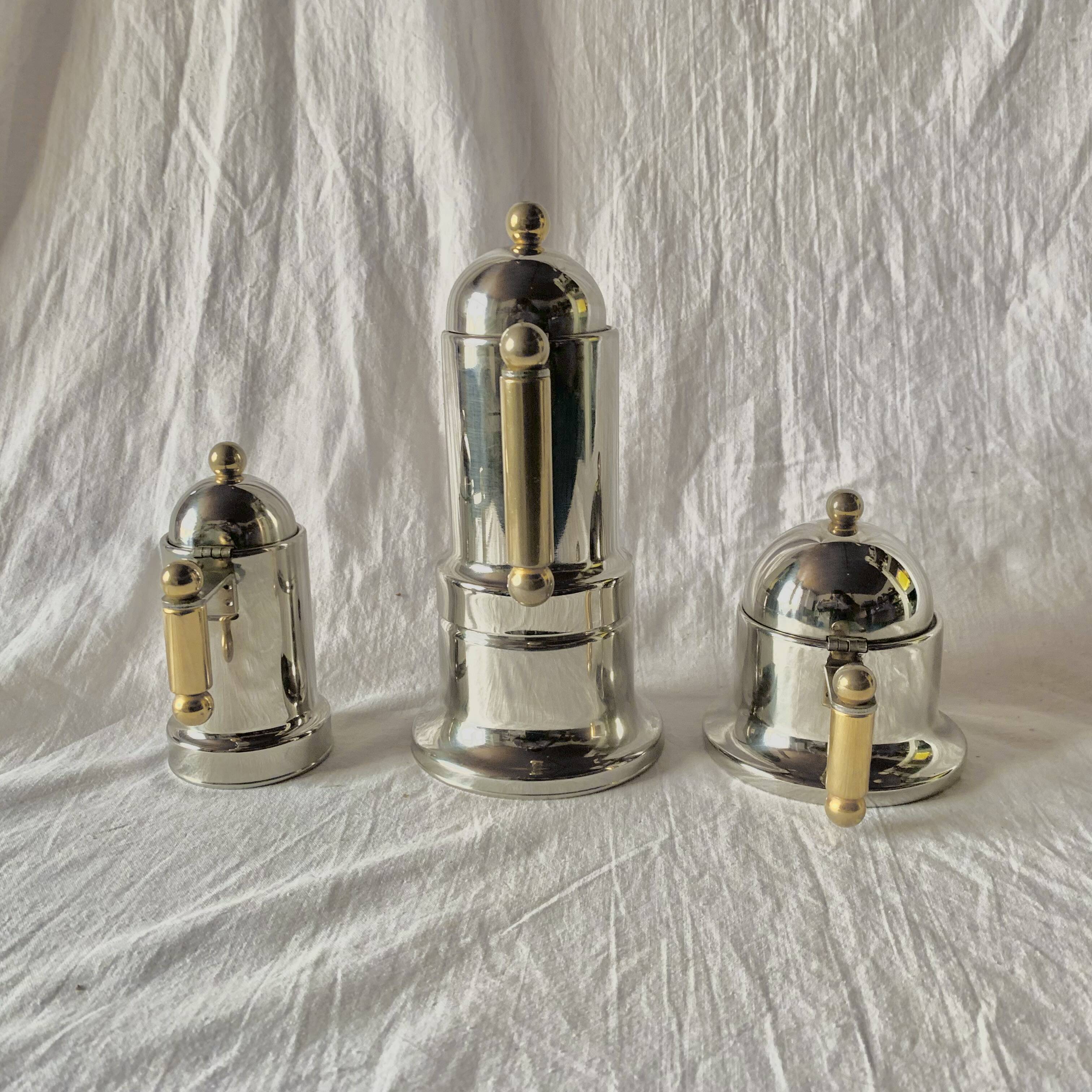 Kontessa VEV Vigano 4-cup Italian coffee maker with sugar bowl and milk jug - 18/10 stainless steel