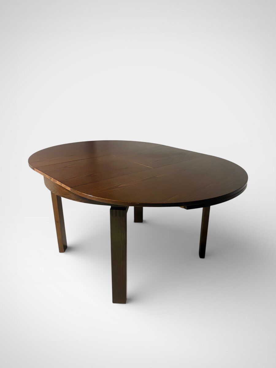 Brutalist extendable round table, 1960s