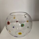 Vase ball inlays millefiori multicolored 70s