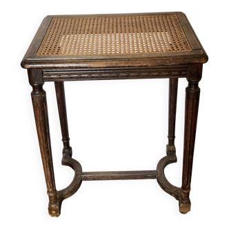 Antique piano stool, wood and caning - Louis XVI style, late 19th century.
