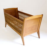 Children's bed or crib with wicker décor, 1960-1970.
